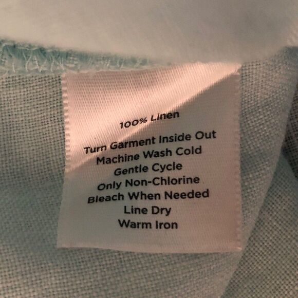 Talbots Irish Linen Button-Up Shirt Womens Sz 8 Pastel Blue Long Sleeve Classic - Picture 14 of 14